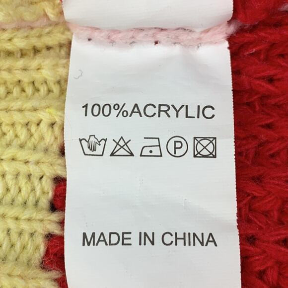 Crop Top Sweater Color Block Red Blue White Yellow Pink V-Neck Size S - Picture 9 of 9